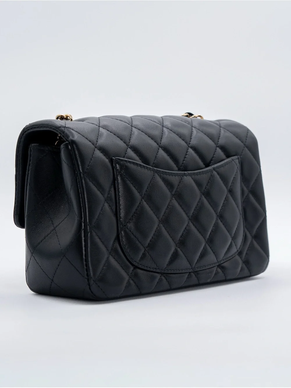 CHANEL Lambskin Quilted Mini Rectangular Flap Black